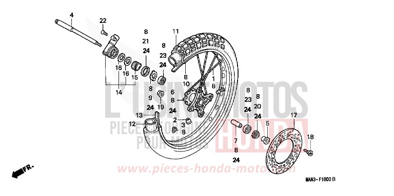 FRONT WHEEL for Dominator BLACK (NH1E) from 1996