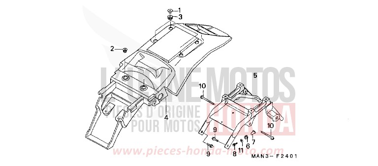 REAR FENDER (2) for Dominator MAGNA RED (R201B) from 1997