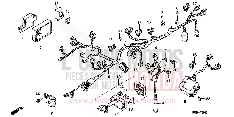 WIRE HARNESS/ IGNITION COIL for Dominator MAGNA RED (R201B) from 1997