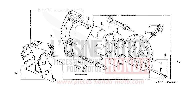FRONT BRAKE CALIPER (2) for Dominator BLACK (NH1) from 1998