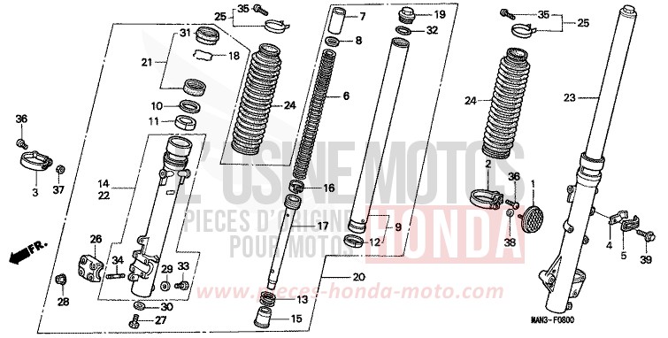 FRONT FORK for Dominator MAGNA RED (R201) from 1998