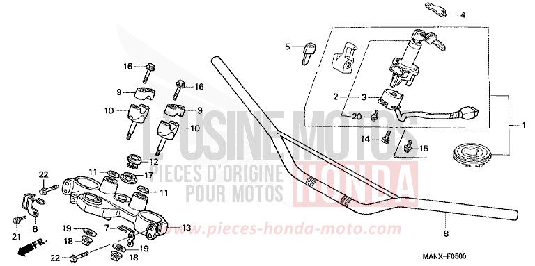 HANDLE PIPE/TOP BRIDGE for Dominator BLACK (NH1) from 1999