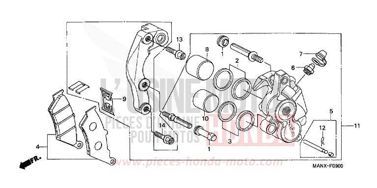 FRONT BRAKE CALIPER for Dominator GRANADA BLUE METALLIC (B152E) from 1999