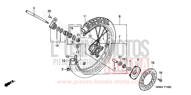 FRONT WHEEL for Dominator GRANADA BLUE METALLIC (B152E) from 1999