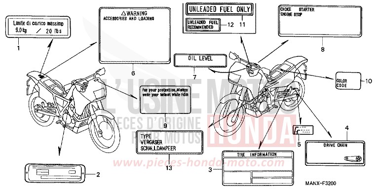 CAUTION LABEL for Dominator MAGNA RED (R201) from 1999