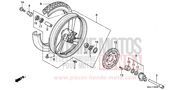 FRONT WHEEL for NTV BLACK (NH1) from 1993