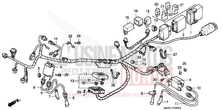 WIRE HARNESS (NTV650P) for NTV BLACK (NH1) from 1993
