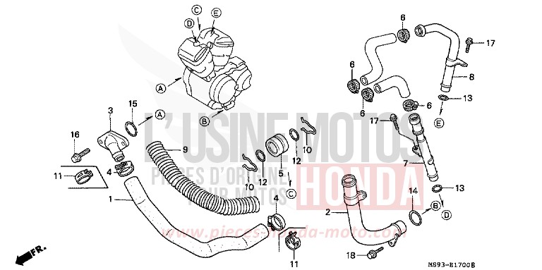 WATER PIPE for NTV MONZA RED (R110) from 1993