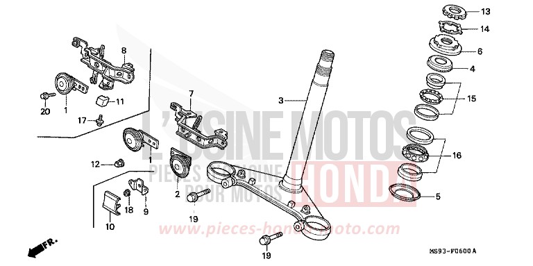 STEERING STEM for NTV MONZA RED (R110) from 1993