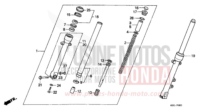 FRONT FORK for NTV MONZA RED (R110) from 1993