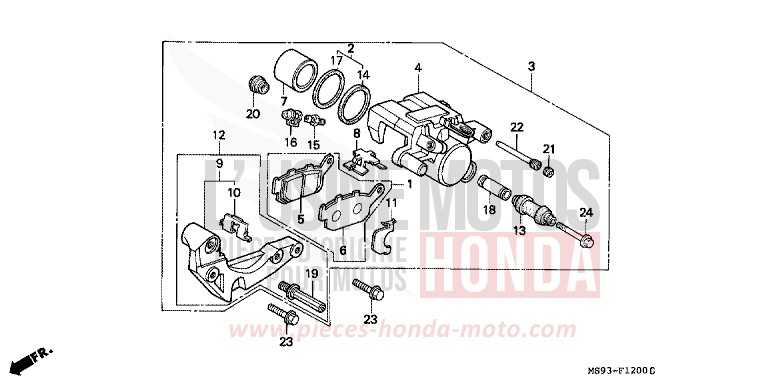 REAR BRAKE CALIPER for NTV MONZA RED (R110) from 1993