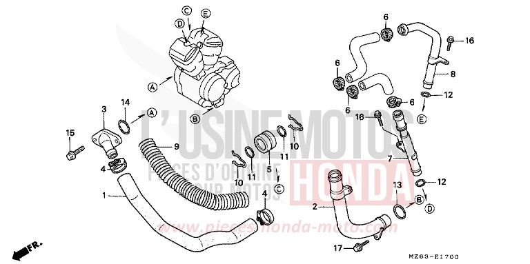 WATER PIPE for NTV MONZA RED (R110) from 1995