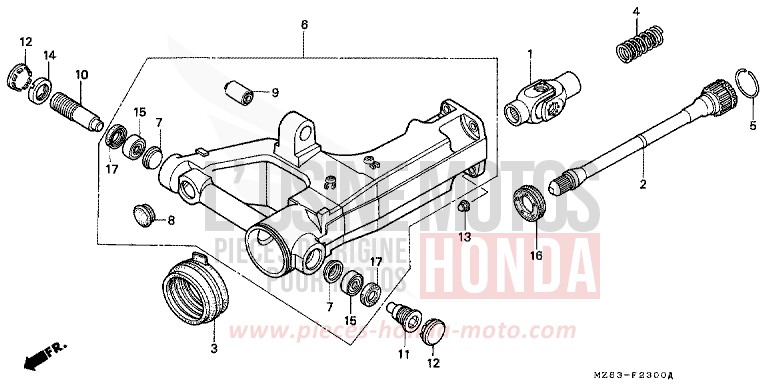 SWINGARM for NTV MONZA RED (R110) from 1995