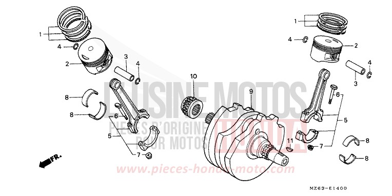 CRANKSHAFT/PISTON for NTV PEARL ATLANTIS BLUE (B142) from 1995