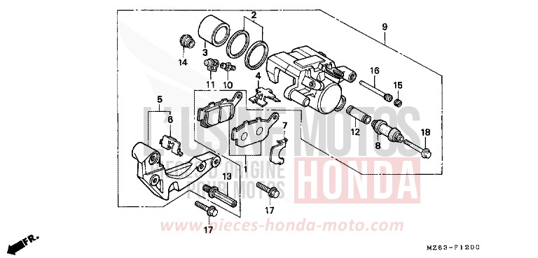 REAR BRAKE CALIPER for NTV BLACK (NH1) from 1996