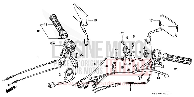 HANDLE LEVER/SWITCH/CABLE for NTV BLACK (NH1) from 1997