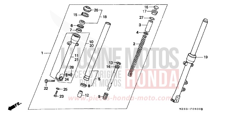 FRONT FORK for NTV BLACK (NH1) from 1997