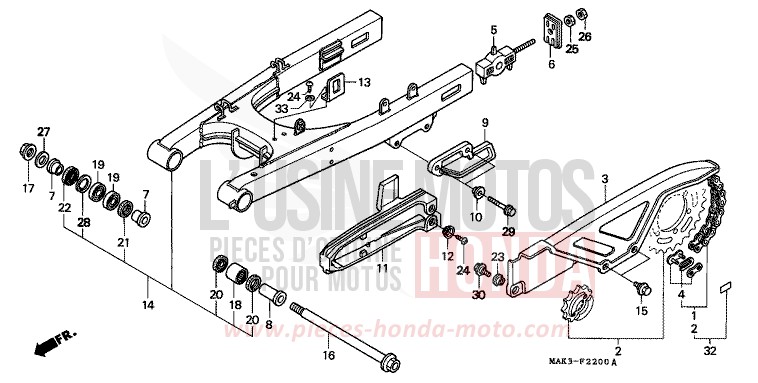 SWINGARM for SLR BEAK YELLOW (Y132) from 1997