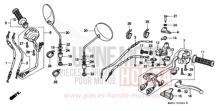 HANDLE LEVER/SWITCH/ CABLE for SLR BLACK (NH1) from 1997