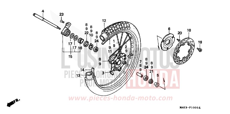 FRONT WHEEL for SLR BLACK (NH1) from 1997