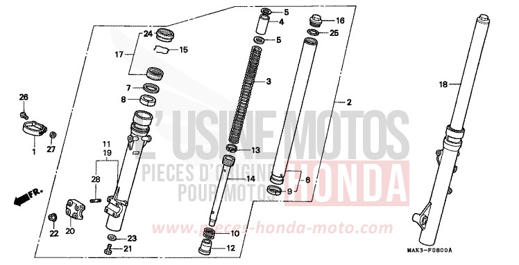 FRONT FORK for SLR SPARKLING RED (R127) from 1997