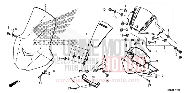 METER VISOR/WINDSCREEN for NC700D ION BLUE METALLIC (PB388) from 2012