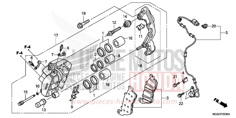 FRONT BRAKE CALIPER for NC700D PEARL SUNBEAM WHITE (NHA66) from 2012