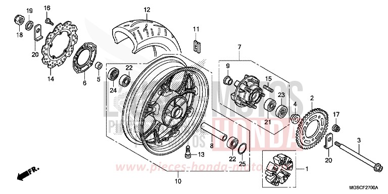 REAR WHEEL for NC700D PEARL SUNBEAM WHITE (NHA66) from 2012
