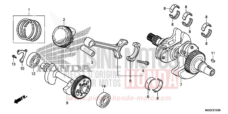CRANKSHAFT/PISTON for NC700D PEARL COSMIC BLACK (NHA64) from 2012