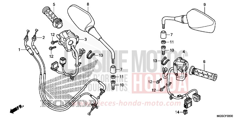 SWITCH/CABLE/MIRROR for NC700D PEARL COSMIC BLACK (NHA64) from 2012