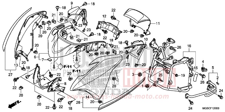 FRONT COWL for NC700D PEARL COSMIC BLACK (NHA64) from 2012