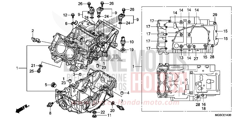 CRANKCASE for NC700D PEARL SUNBEAM WHITE (NHA66) from 2012