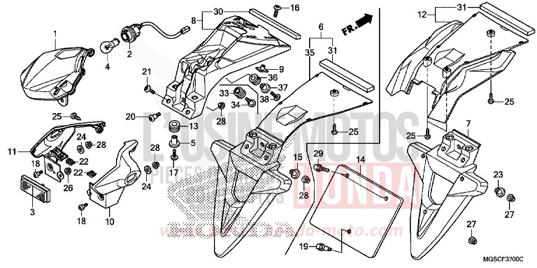 TAILLIGHT for NC700D PEARL SUNBEAM WHITE (NHA66) from 2012