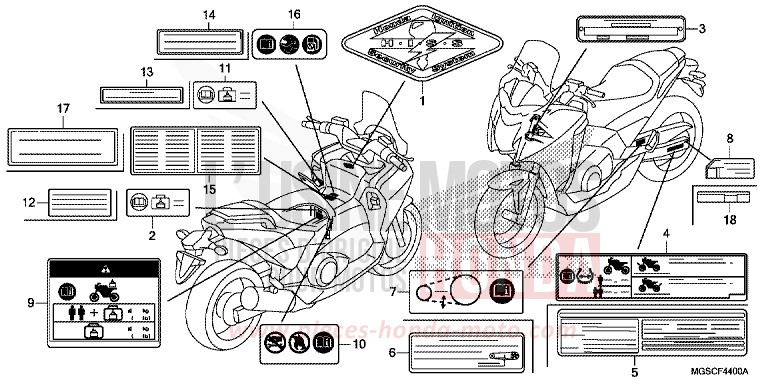 CAUTION LABEL for NC700D PEARL SUNBEAM WHITE (NHA66) from 2012