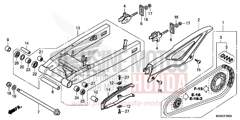 SWING ARM for NC700S SEAL SILVER METALLIC (NHA14) from 2012