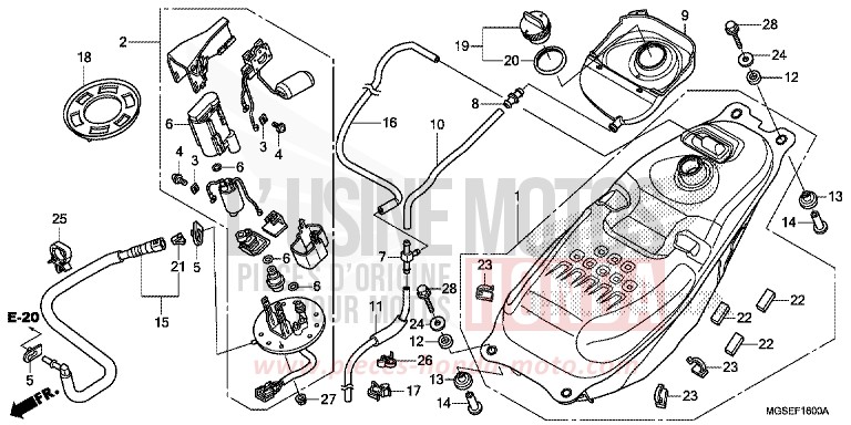 FUEL TANK/FUEL PUMP for NC700S PEARL SUNBEAM WHITE (NHA66) from 2012