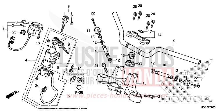 HANDLE PIPE/TOP BRIDGE for NC700S GRAPHITE BLACK (NHB01) from 2013