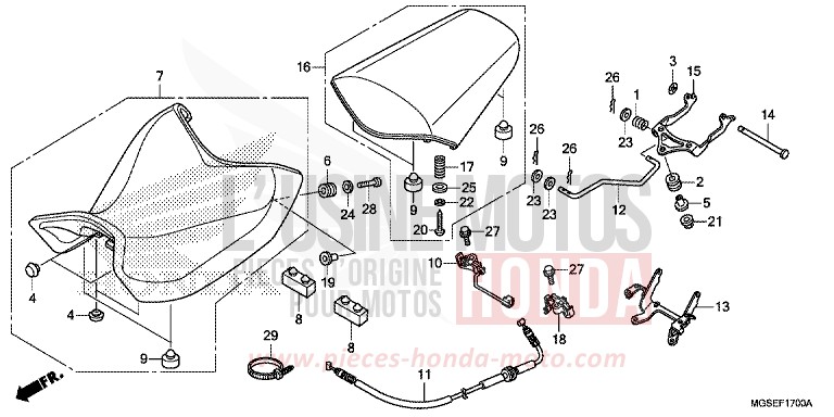 SEAT for NC700S PEARL SUNBEAM WHITE (NHA66) from 2013