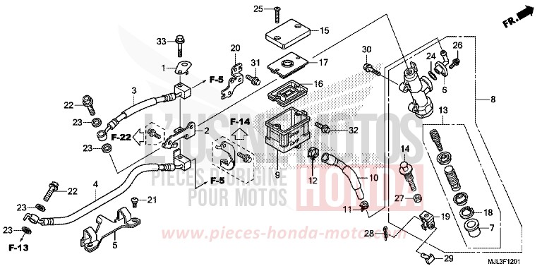 REAR BRAKE MASTER CYLINDER (NC700XD/750XA/750XD) for NC700XD MAT PEARL GLARE WHITE (NHB54) from 2014