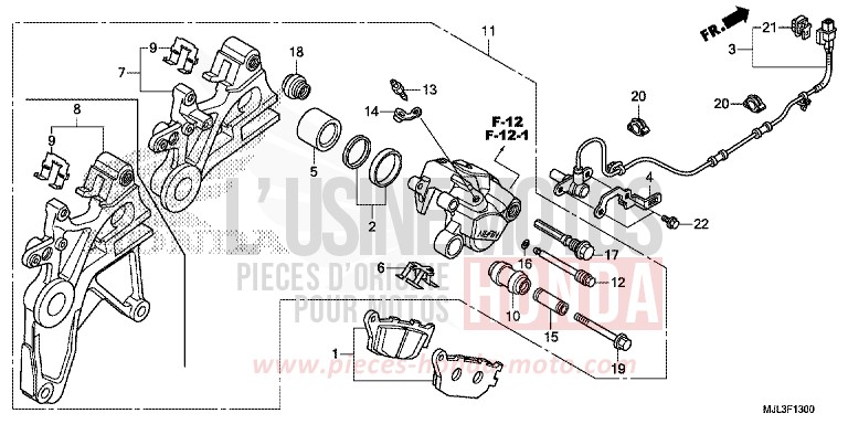 REAR BRAKE CALIPER for NC700XD MAT PEARL GLARE WHITE (NHB54) from 2014
