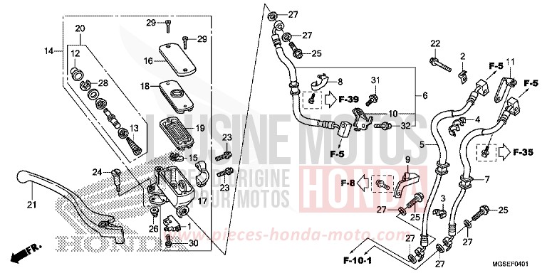 FR. BRAKE MASTER CYLINDER (NC700SA/SD) for NC700S SEAL SILVER METALLIC (NHA14) from 2012