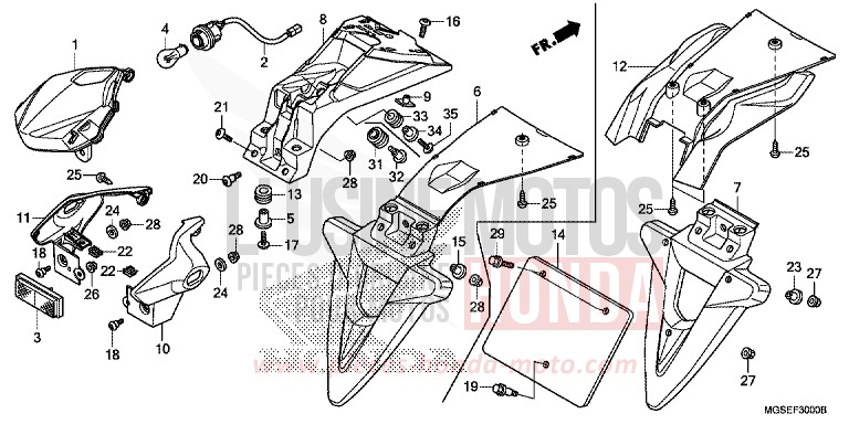 TAILLIGHT for NC700S SEAL SILVER METALLIC (NHA14) from 2012
