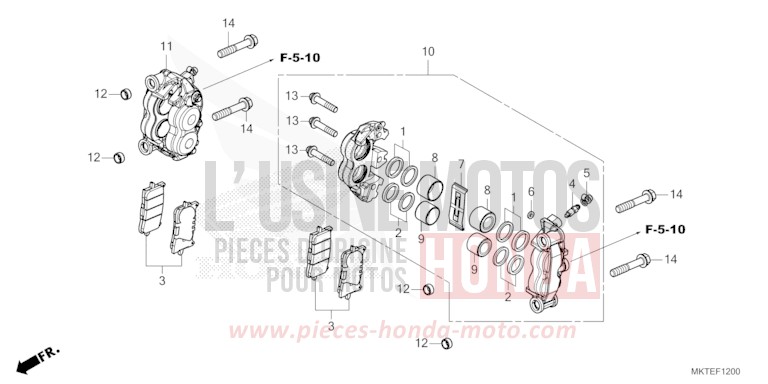 FRONT BRAKE CALIPER for ADV750 PEARL GLARE WHITE (NHB53) from 2025