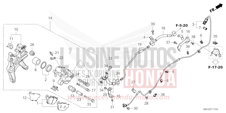 REAR BRAKE CALIPER for NSS750 IRIDIUM GRAY METALLIC (NHC65) from 2025