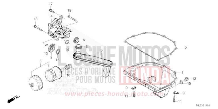 OIL PAN/OIL PUMP for CB750A MAT PEARL GLARE WHITE (NHB54) from 2025