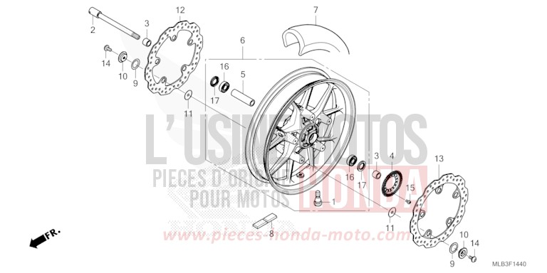 FRONT WHEEL for CB750A MAT PEARL GLARE WHITE (NHB54) from 2025