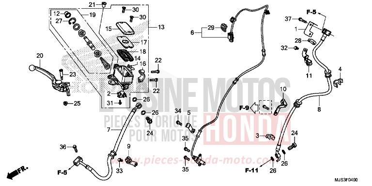 FR. BRAKE MASTER CYLINDER (NC750JF,G) for NC750J MAT BALLISTIC BLACK METALLIC (NHA86) from 2015