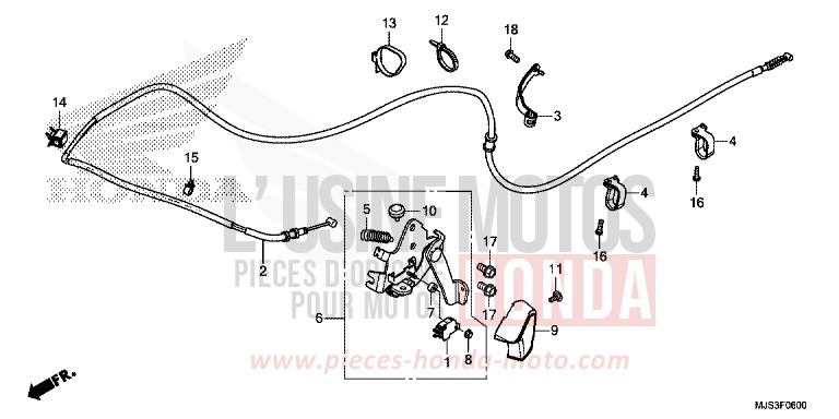 PARKING BRAKE LEVER for NC750J MAT BALLISTIC BLACK METALLIC (NHA86) from 2015