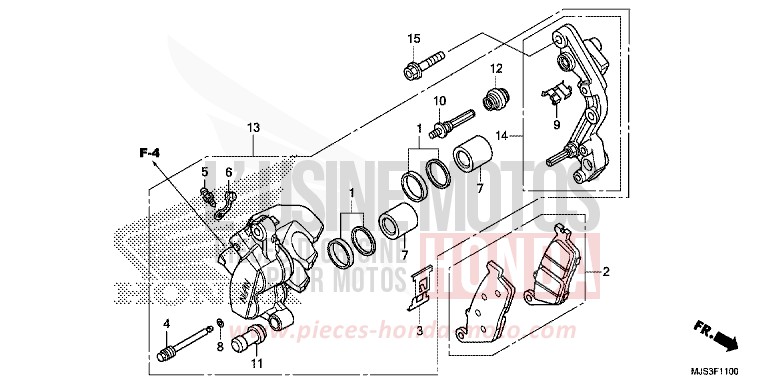 FRONT BRAKE CALIPER (NC750JF,G) for NC750J MAT BALLISTIC BLACK METALLIC (NHA86) from 2015