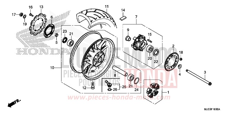 REAR WHEEL for NC750J MAT BALLISTIC BLACK METALLIC (NHA86) from 2015
